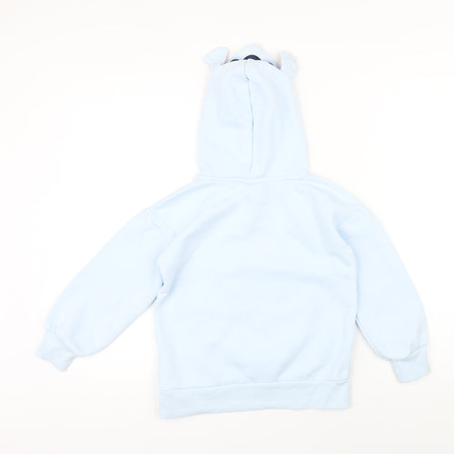 Disney Girls Blue Cotton Pullover Hoodie Size 7-8 Years Pullover - Stitch Stay weird