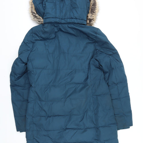 Lands' End Womens Blue Quilted Coat Size S Zip