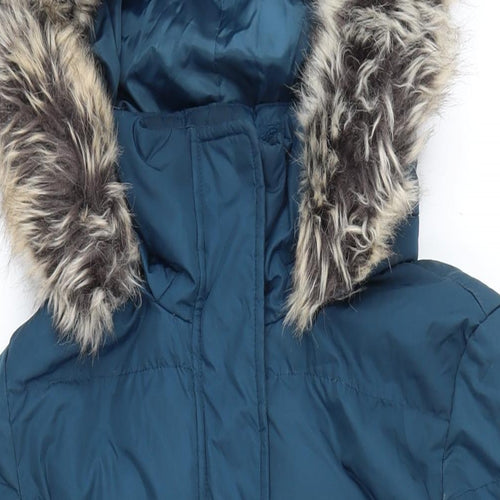 Lands' End Womens Blue Quilted Coat Size S Zip