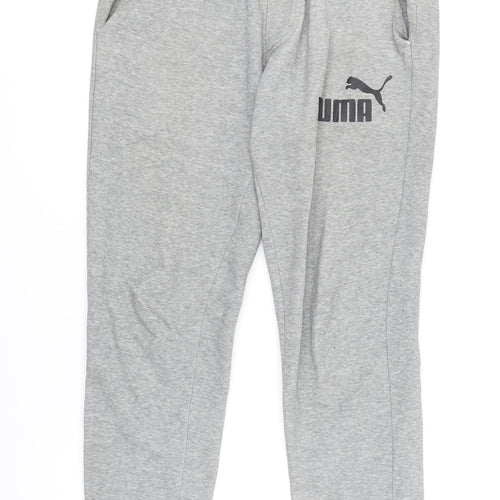 PUMA Mens Grey Cotton Jogger Leggings Size S L28 in Regular Drawstring - Elasticated waist