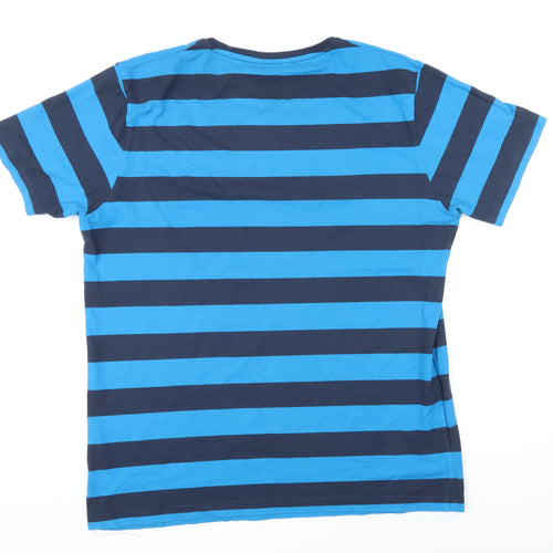 SoulCal&Co Mens Blue Striped Cotton T-Shirt Size XL Round Neck - Soul Cal California