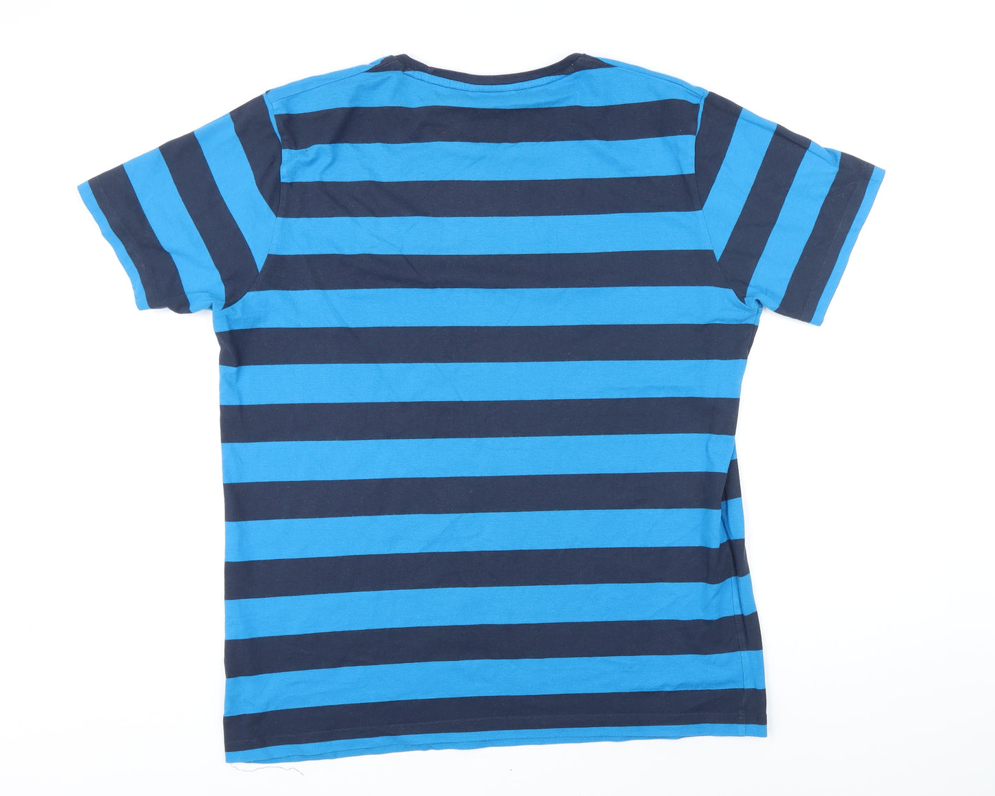 SoulCal&Co Mens Blue Striped Cotton T-Shirt Size XL Round Neck - Soul Cal California