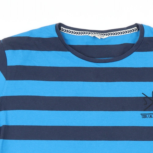 SoulCal&Co Mens Blue Striped Cotton T-Shirt Size XL Round Neck - Soul Cal California