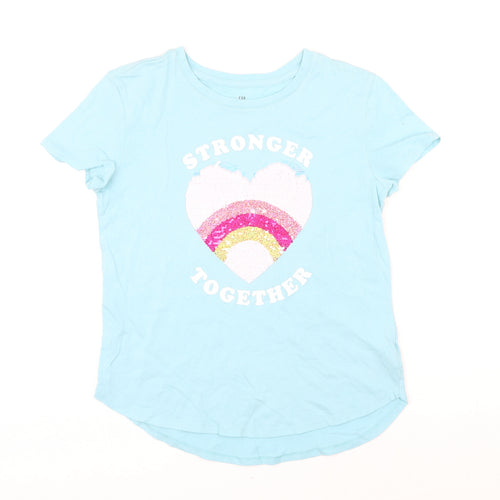 Gap Girls Blue 100% Cotton Basic T-Shirt Size XL Round Neck Pullover - Stronger together