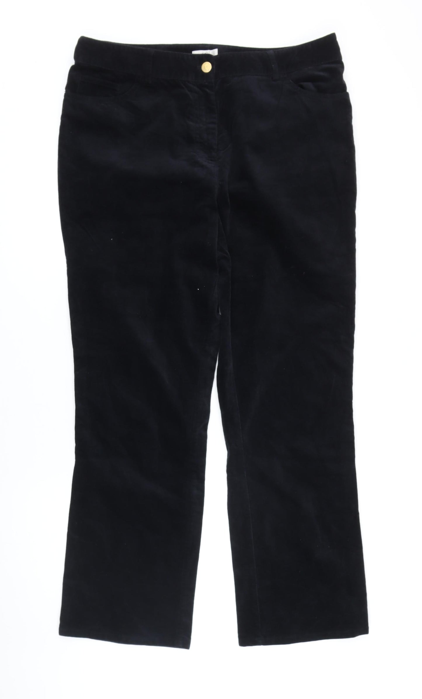 CC Womens Black Cotton Trousers Size 14 L28 in Regular Zip