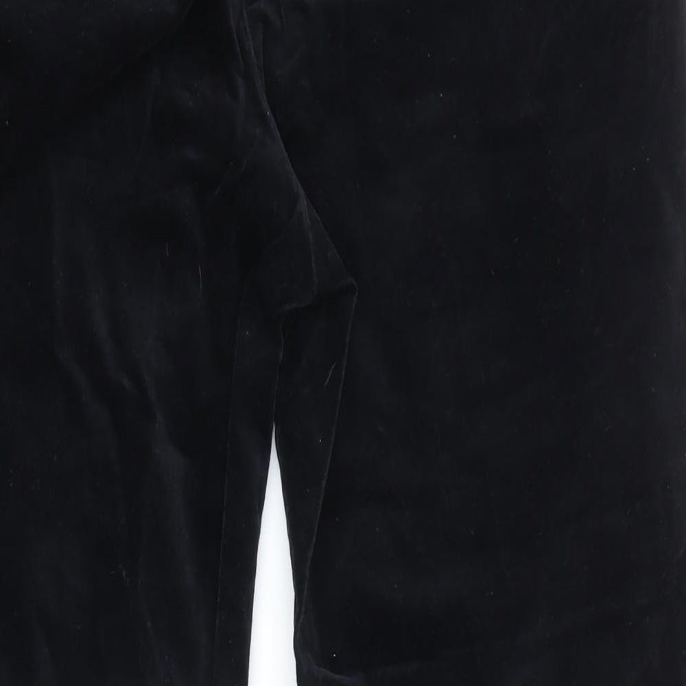 CC Womens Black Cotton Trousers Size 14 L28 in Regular Zip