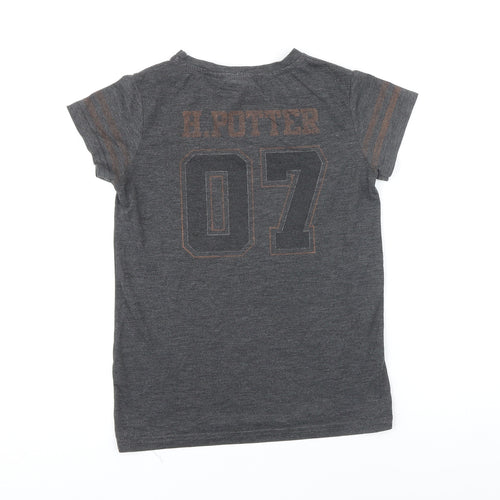 Harry Potter Girls Grey Cotton Basic T-Shirt Size 11-12 Years Round Neck Pullover - Team Captain Quidditch