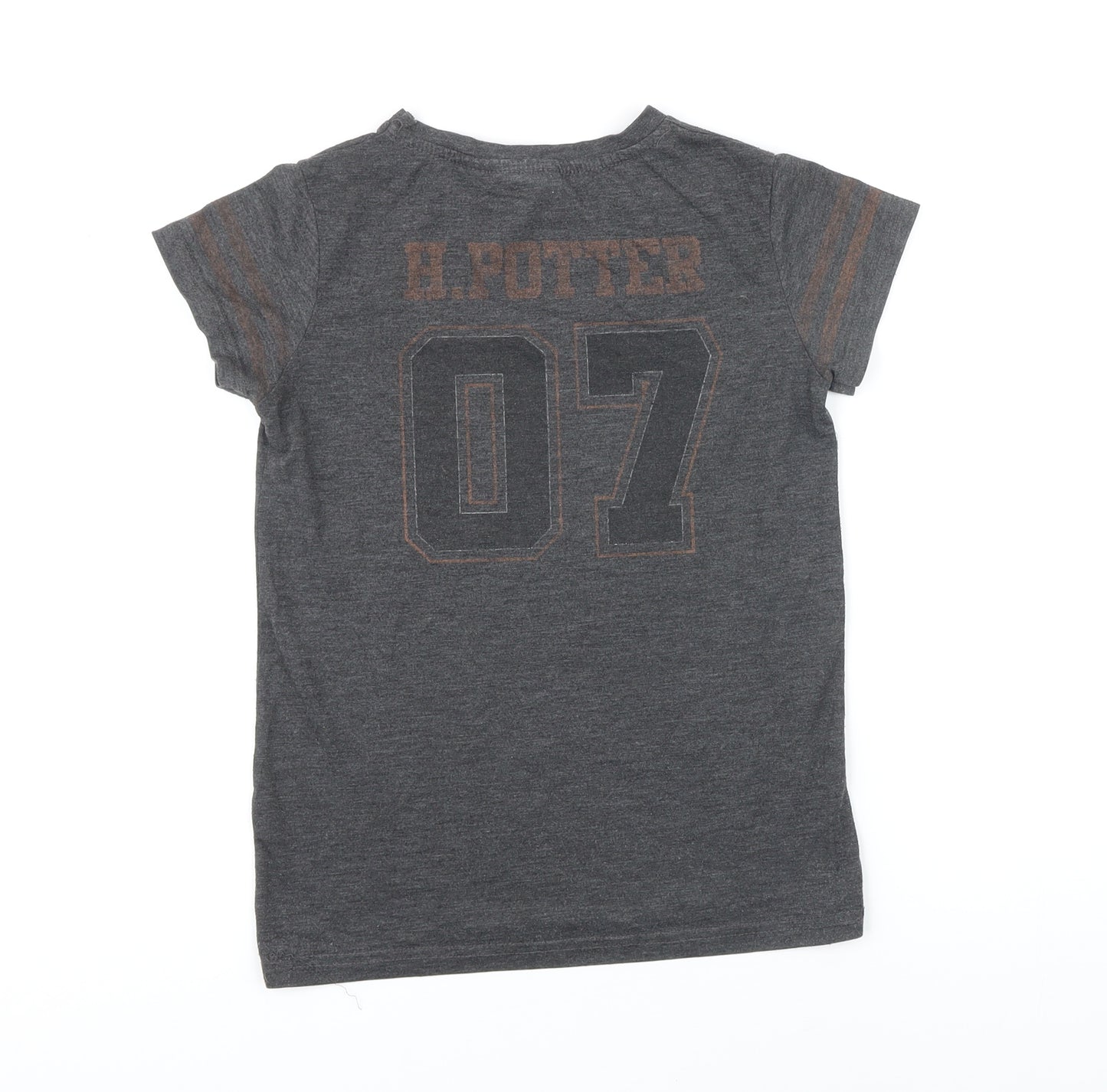 Harry Potter Girls Grey Cotton Basic T-Shirt Size 11-12 Years Round Neck Pullover - Team Captain Quidditch