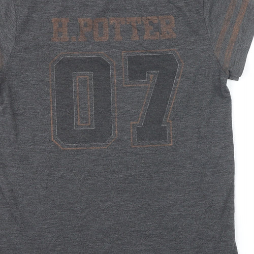 Harry Potter Girls Grey Cotton Basic T-Shirt Size 11-12 Years Round Neck Pullover - Team Captain Quidditch