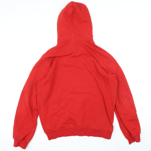 Addidas Mens Red Herringbone Cotton Pullover Hoodie Size M