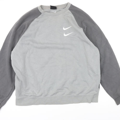 Nike Mens Grey Cotton Pullover Sweatshirt Size XL - Nike logo