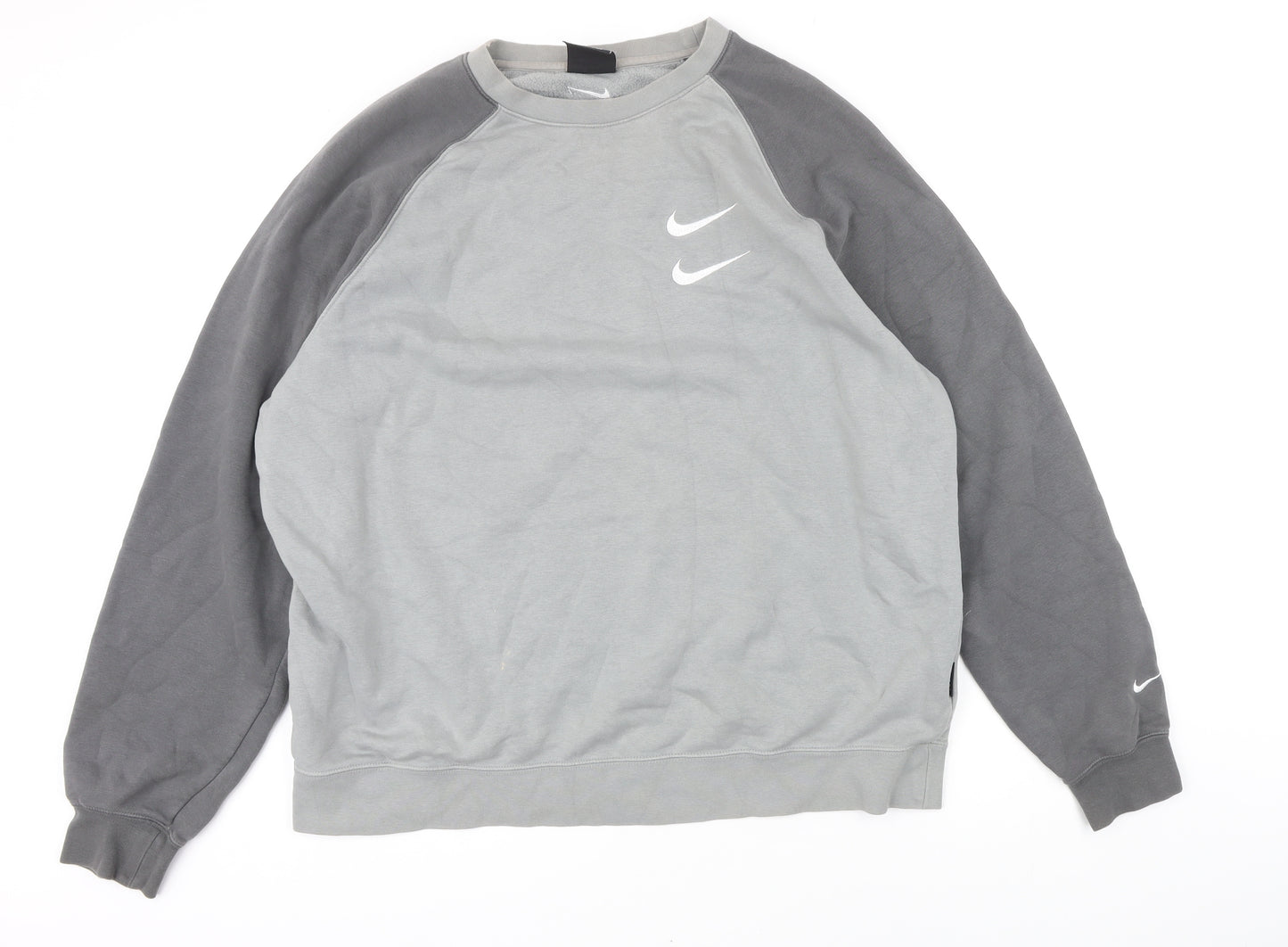 Nike Mens Grey Cotton Pullover Sweatshirt Size XL - Nike logo