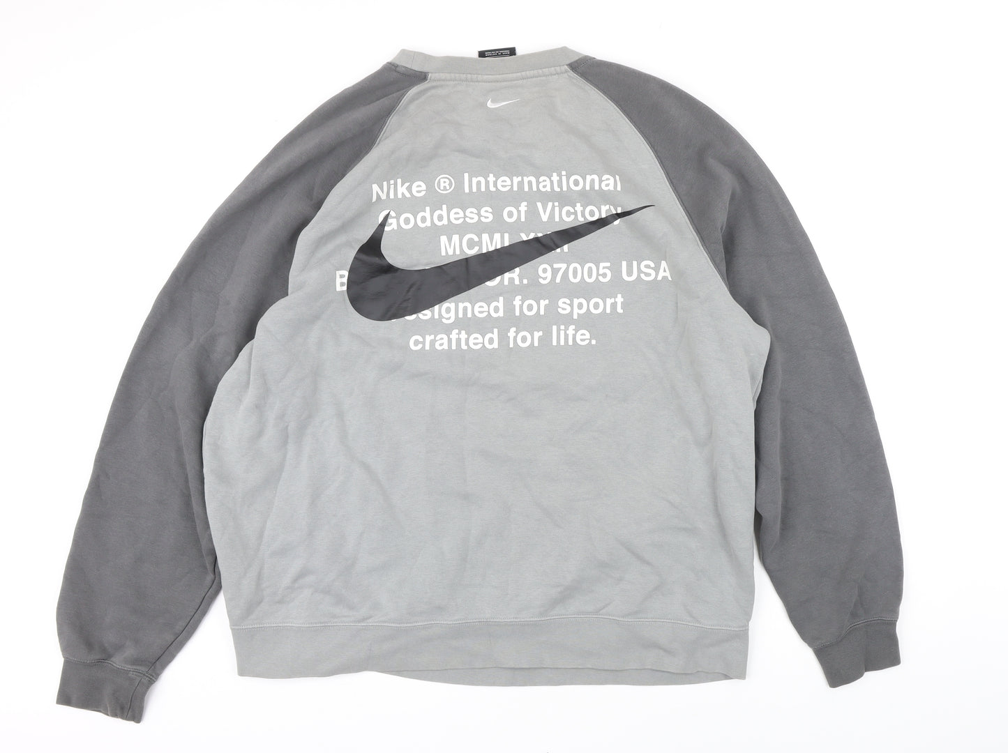 Nike Mens Grey Cotton Pullover Sweatshirt Size XL - Nike logo