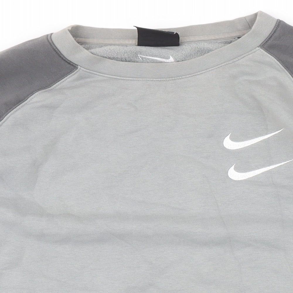 Nike Mens Grey Cotton Pullover Sweatshirt Size XL - Nike logo