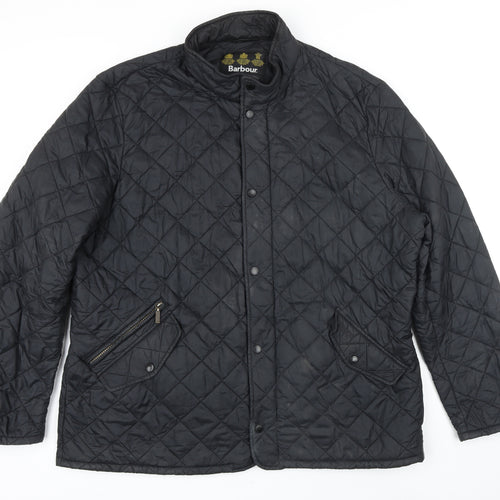 Barbour Mens Black Quilted Jacket Size 2XL Zip