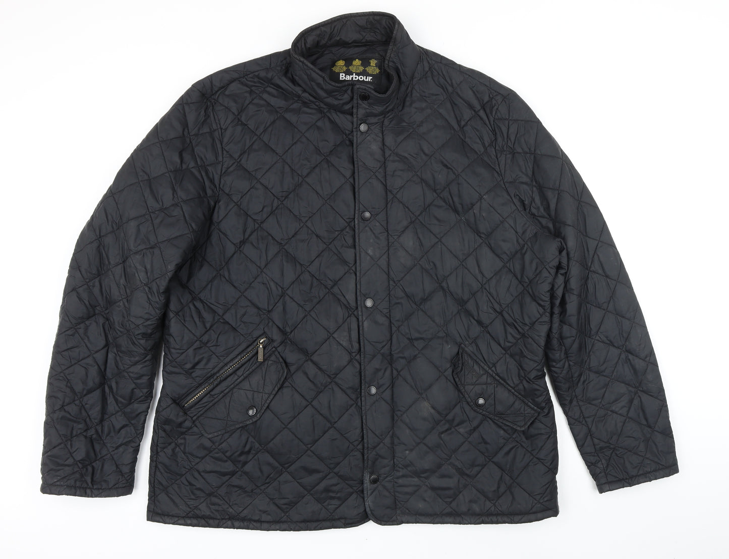 Barbour Mens Black Quilted Jacket Size 2XL Zip