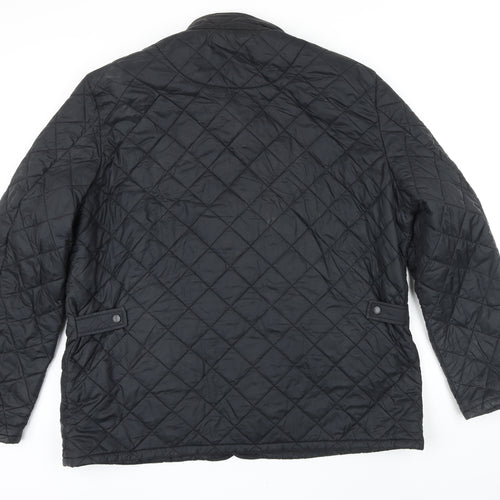 Barbour Mens Black Quilted Jacket Size 2XL Zip