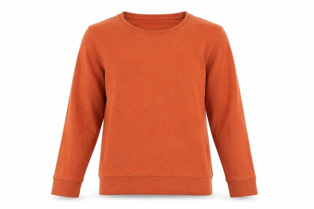 Front view of Lands' End women’s brown houndstooth chlorofibre pullover sweatshirt, size S, pullover