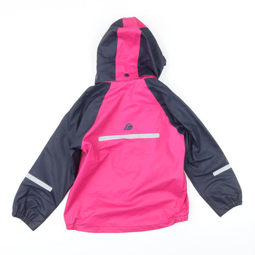 Didriksons Girls Pink Colourblock Rain Coat Coat Size 6-7 Years Zip