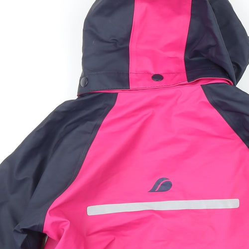 Didriksons Girls Pink Colourblock Rain Coat Coat Size 6-7 Years Zip