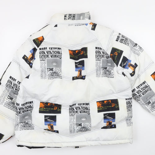 Made Extreme Mens White Geometric Puffer Jacket Jacket Size M Zip - Space. Steven hawkins