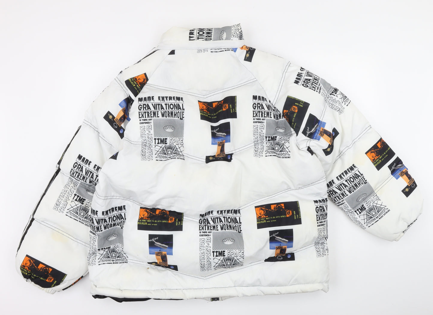 Made Extreme Mens White Geometric Puffer Jacket Jacket Size M Zip - Space. Steven hawkins