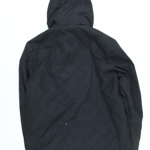 Superdry Mens Black Quilted Coat Size 2XL Zip