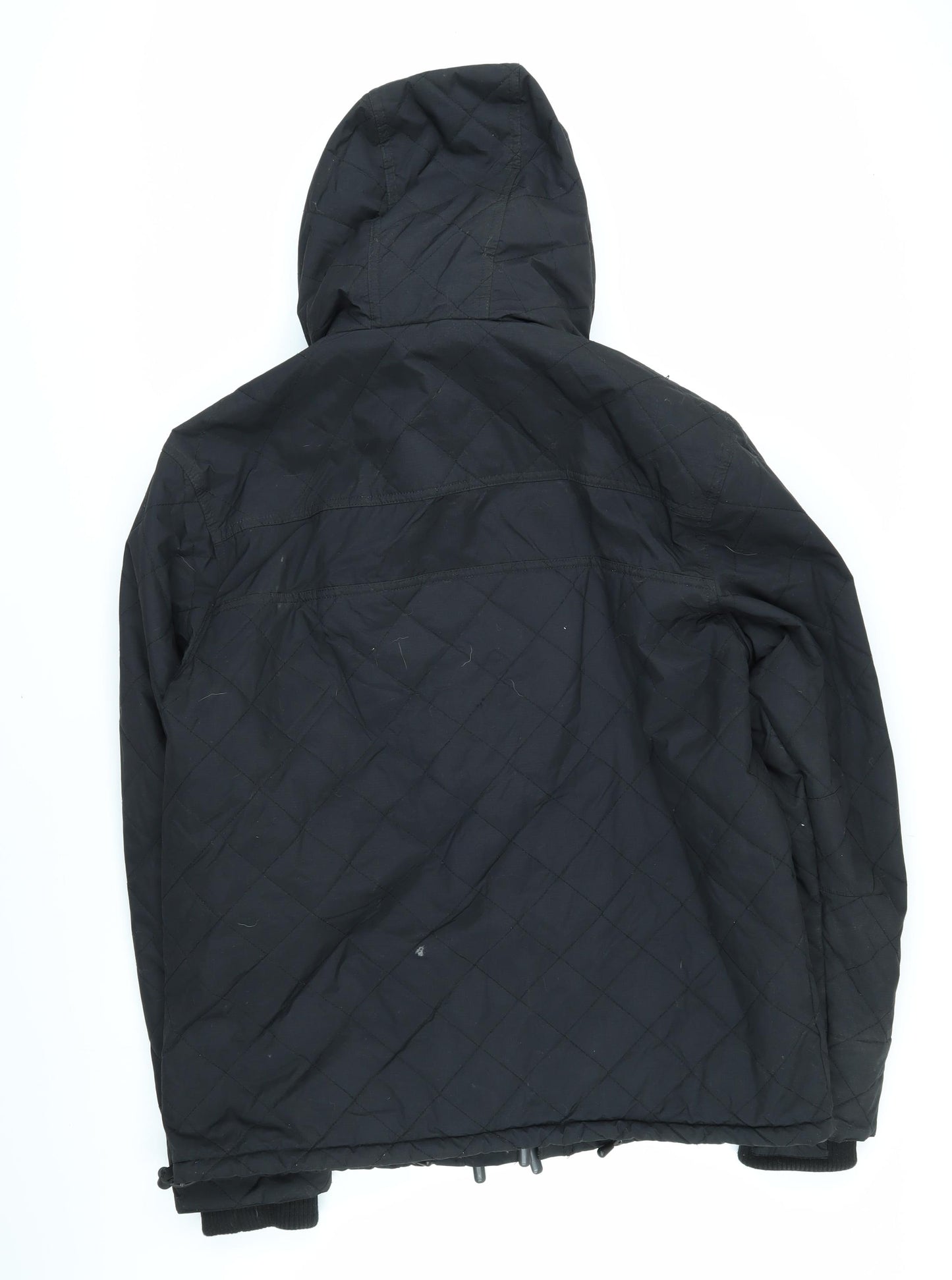 Superdry Mens Black Quilted Coat Size 2XL Zip