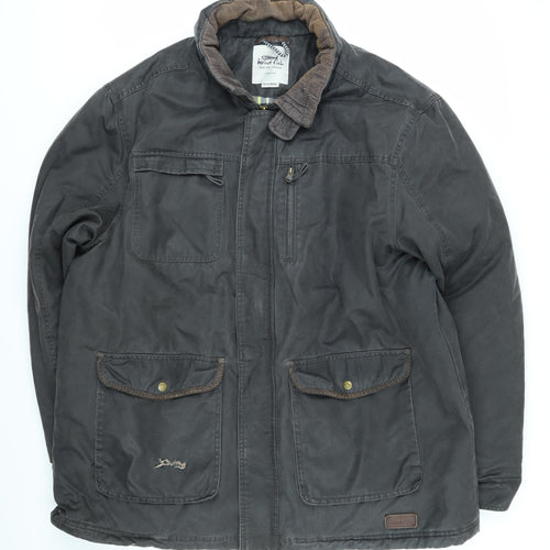 Weird Fish Mens Grey Overcoat Coat Size 3XL Zip - Waxed Jacket