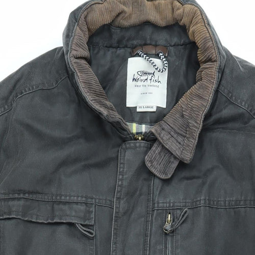 Weird Fish Mens Grey Overcoat Coat Size 3XL Zip - Waxed Jacket