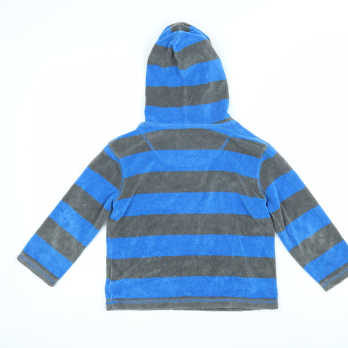 Mini Boden Boys Blue Striped Cotton Pullover Hoodie Size 4-5 Years Pullover - dog