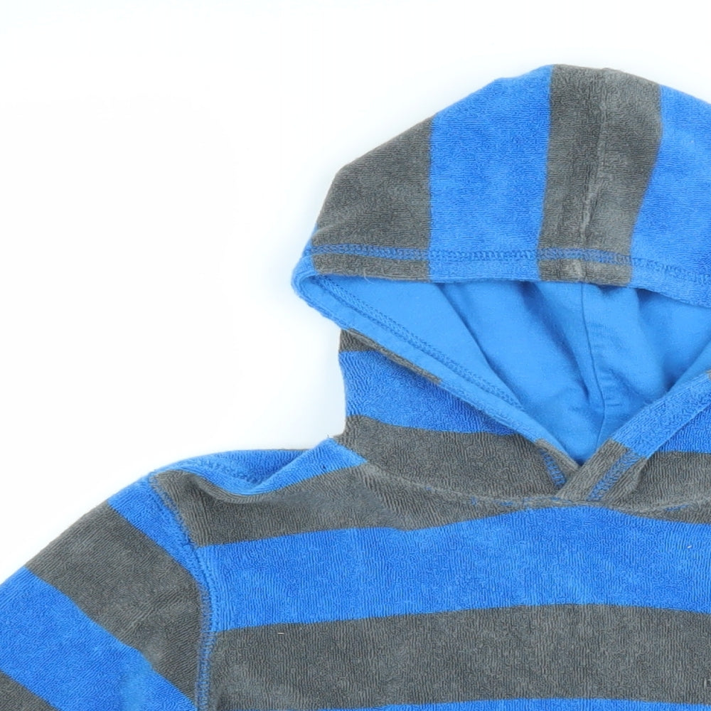 Mini Boden Boys Blue Striped Cotton Pullover Hoodie Size 4-5 Years Pullover - dog