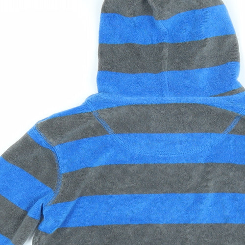 Mini Boden Boys Blue Striped Cotton Pullover Hoodie Size 4-5 Years Pullover - dog