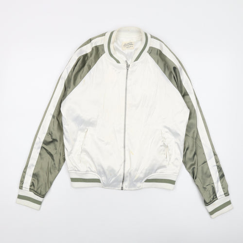 Ashley Womens White Bomber Jacket Jacket Size S Zip