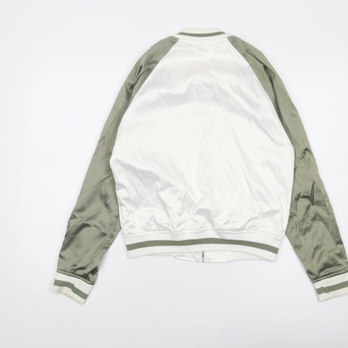 Ashley Womens White Bomber Jacket Jacket Size S Zip