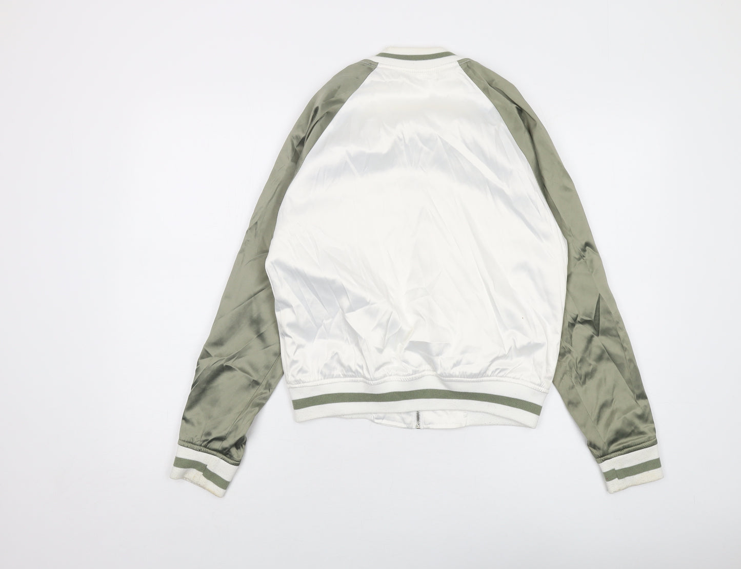 Ashley Womens White Bomber Jacket Jacket Size S Zip