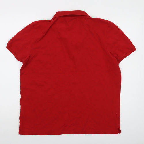 Lyle & Scott Mens Red Cotton Polo Size XL Collared Button
