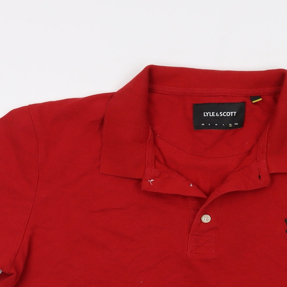 Lyle & Scott Mens Red Cotton Polo Size XL Collared Button