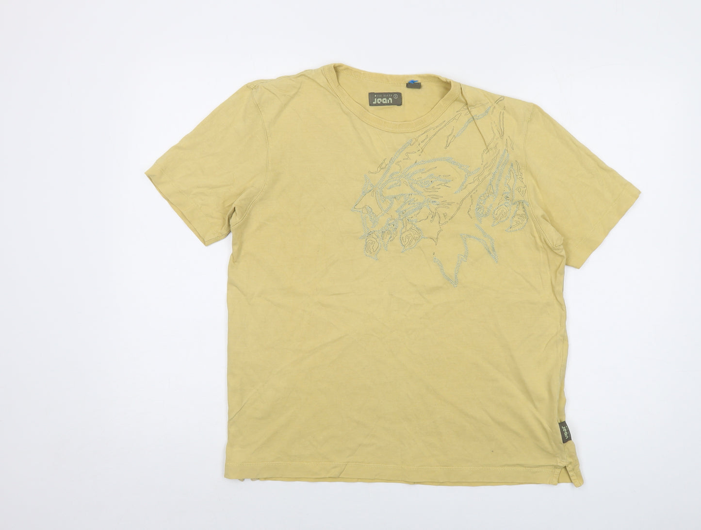 Ted Baker Womens Yellow Cotton Basic T-Shirt Size 12 Round Neck