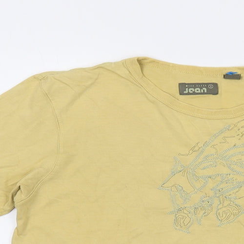 Ted Baker Womens Yellow Cotton Basic T-Shirt Size 12 Round Neck