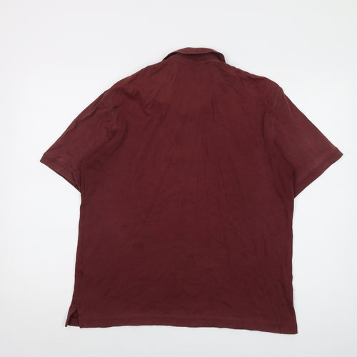 Lands' End Mens Red Cotton Polo Size M Collared Button