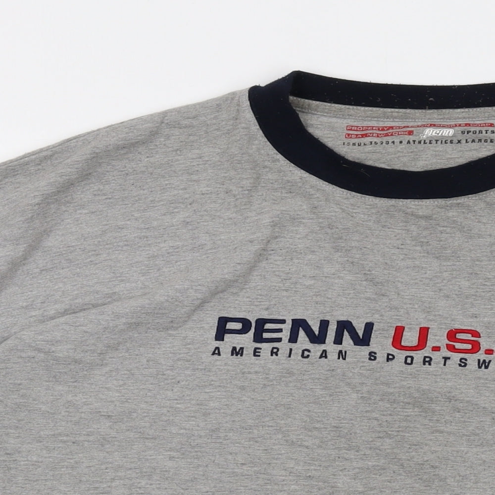 Penn Usa Mens Grey Polyester T-Shirt Size XL Crew Neck