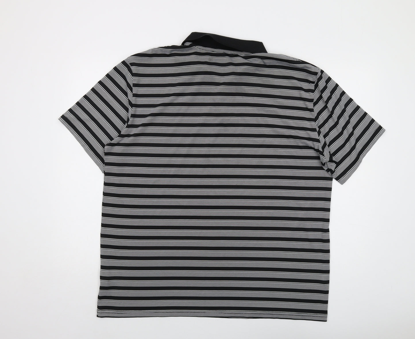 Slazenger Mens Black Striped Polyester Polo Size 2XL Collared Button