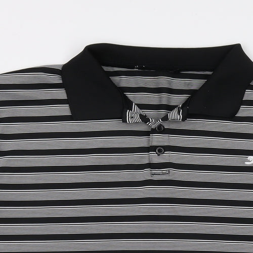 Slazenger Mens Black Striped Polyester Polo Size 2XL Collared Button