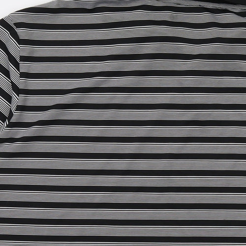 Slazenger Mens Black Striped Polyester Polo Size 2XL Collared Button