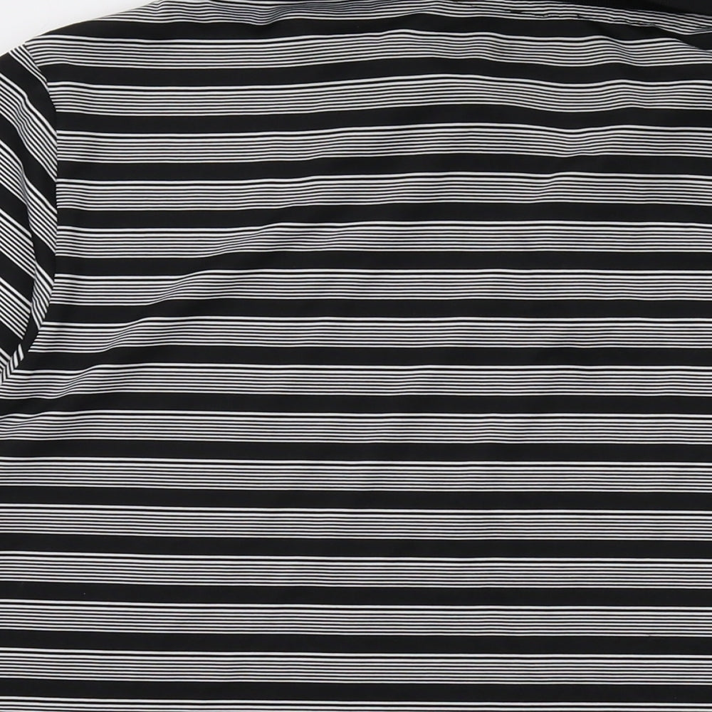 Slazenger Mens Black Striped Polyester Polo Size 2XL Collared Button