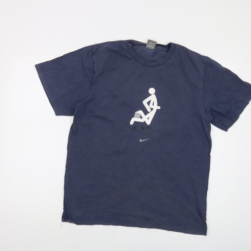 Niek Mens Black Cotton T-Shirt Size M Crew Neck - Logo