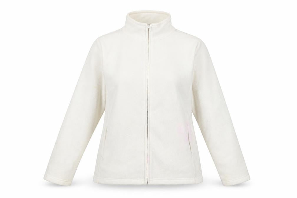 Front view of Isle women’s ivory jacket, size UK 14, zip