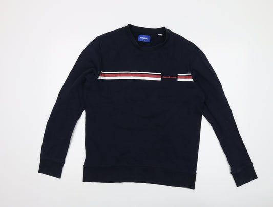 JACK & JONES Mens Blue Cotton Pullover Sweatshirt Size S