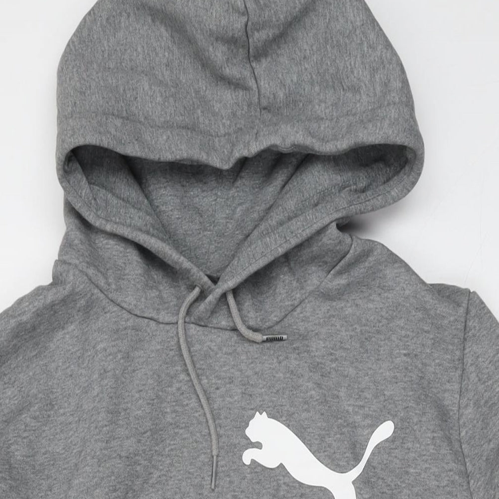 PUMA Mens Grey Cotton Pullover Hoodie Size L - Logo